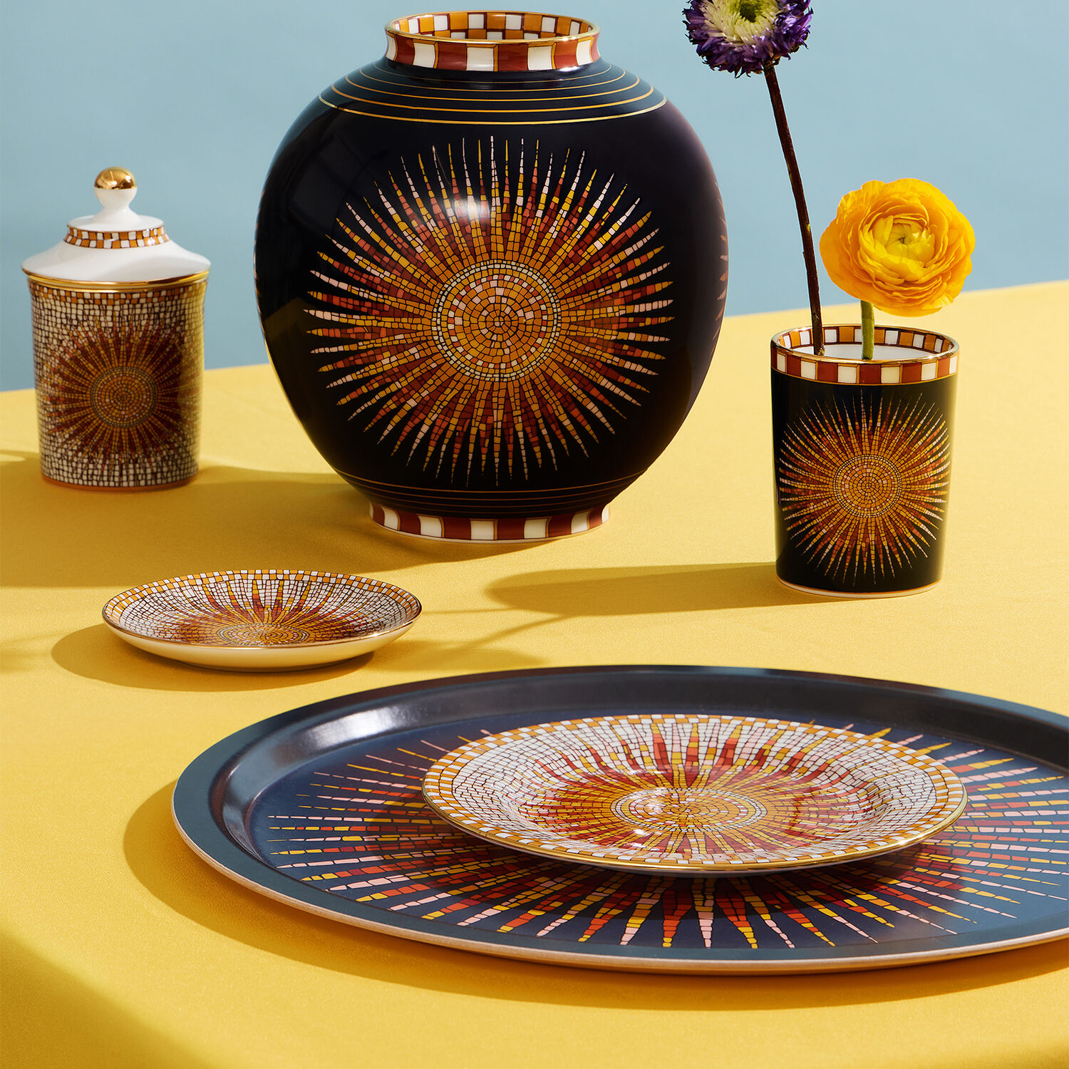 La Doublej Sunrays Midnight Medium Porcelain Vase In Sunrays Midnight