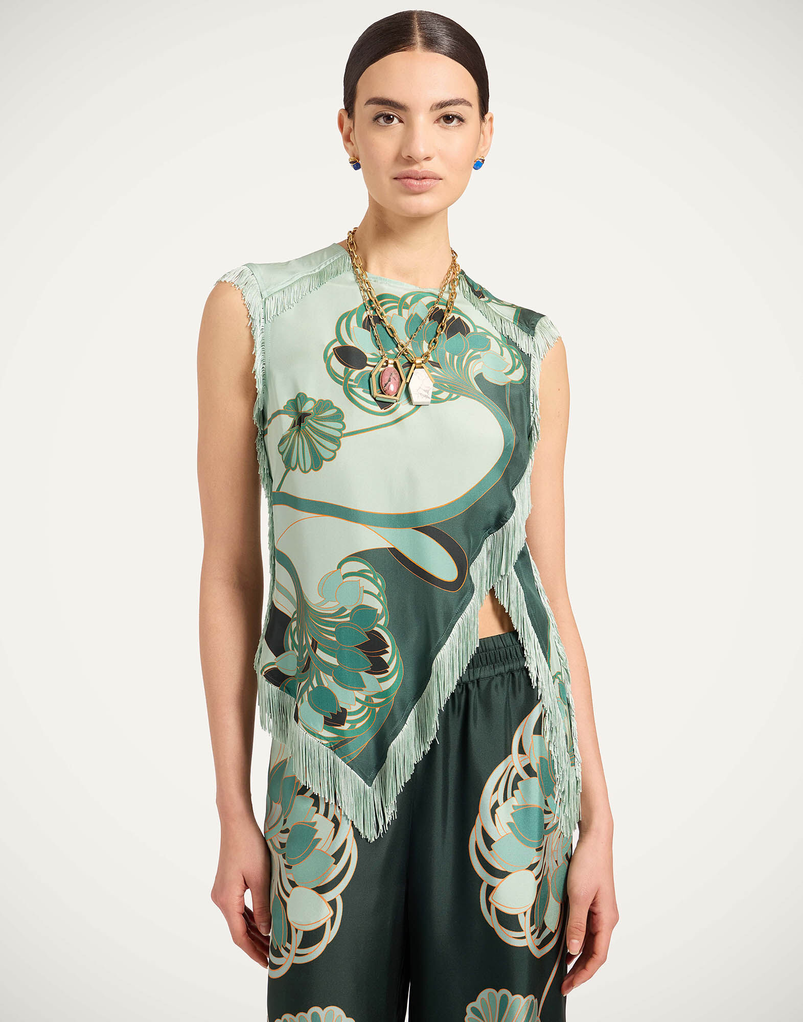 La DoubleJ Scarf Top Blooming Tulip Plac&eacute;e Mint TOP0160SIL009BTU01GR11