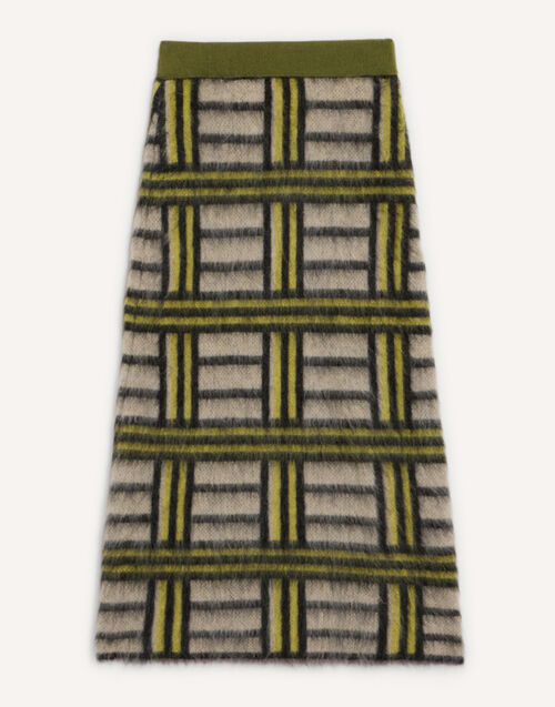 La DoubleJ All-In Skirt Kells Check Ecru, Light Green, and Black SKI0134KNI220VA519BR05