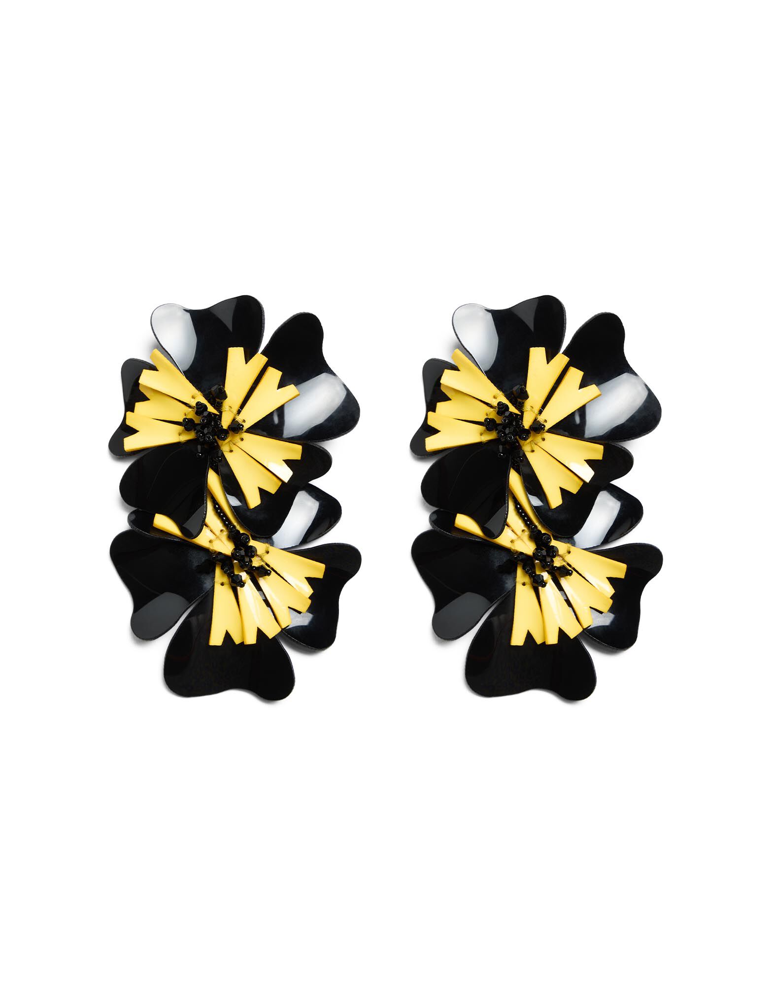 La DoubleJ Flora Earrings Solid Black EAR0047POL013SOLIDBL01
