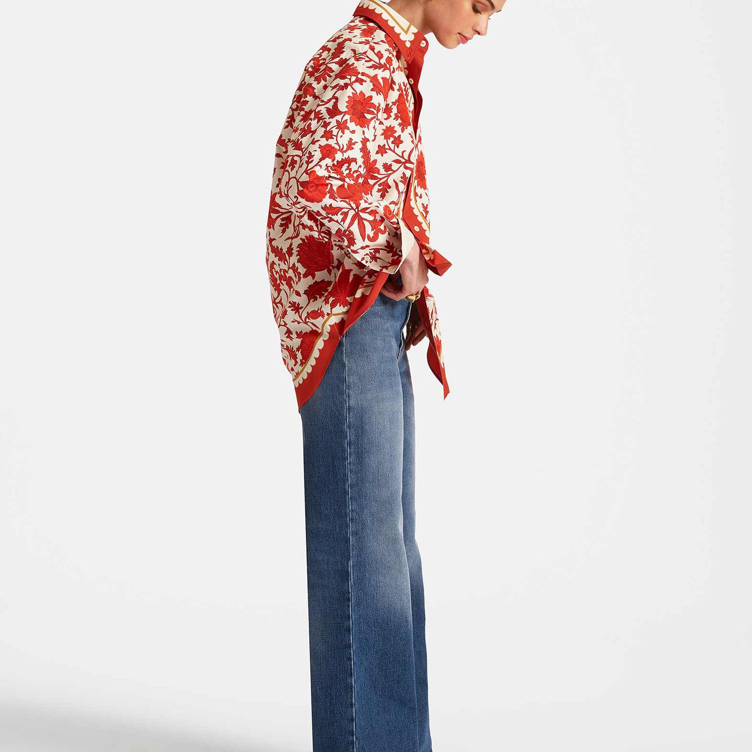 La Doublej + Orlebar Brown Better Than Your Boyfriend's Printed Cotton-poplin Shirt In Dragonflower Placée Red