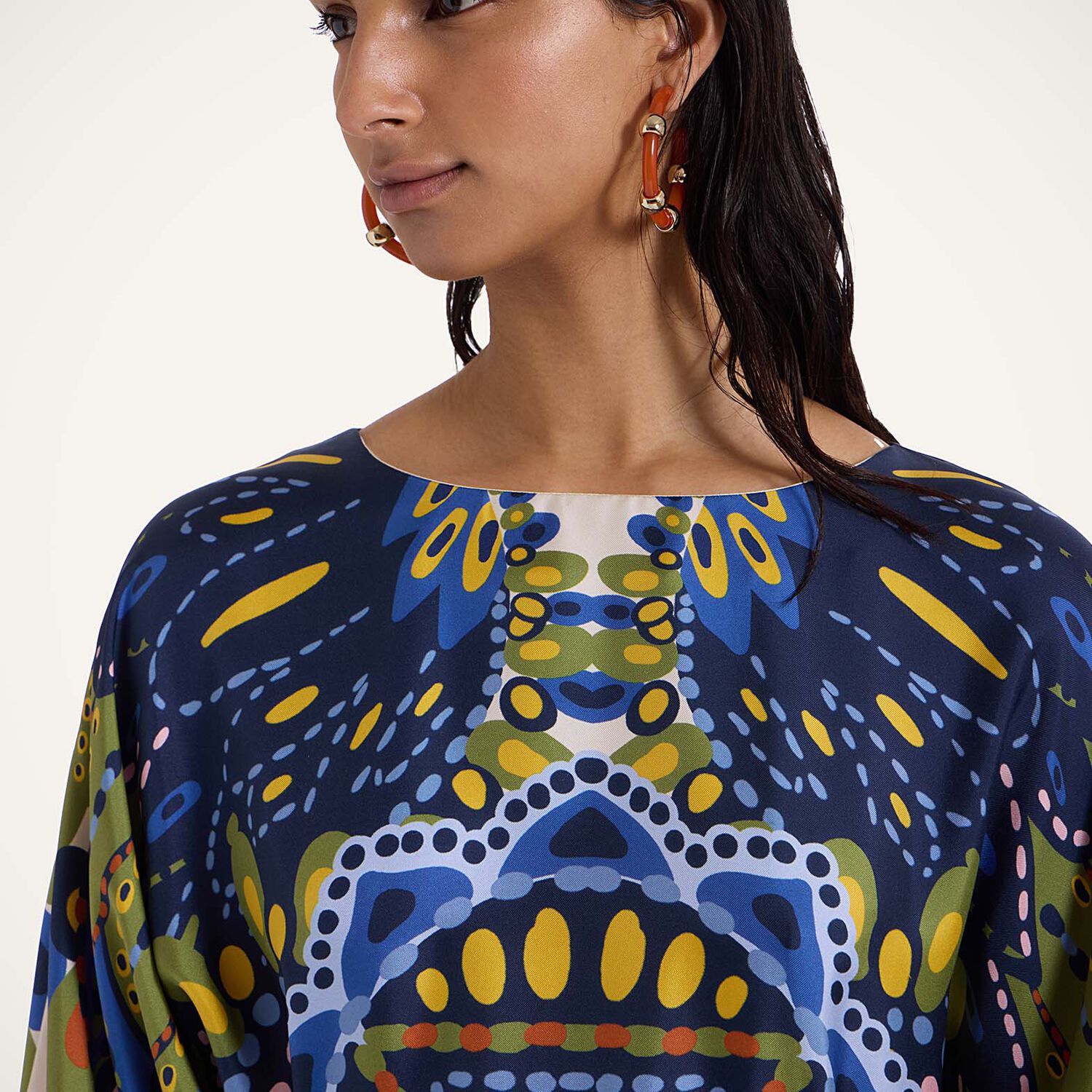 La Doublej Multicolor Kaftan With Belted Waist And All-over Graphic Print In Chakra Placée Multicolor