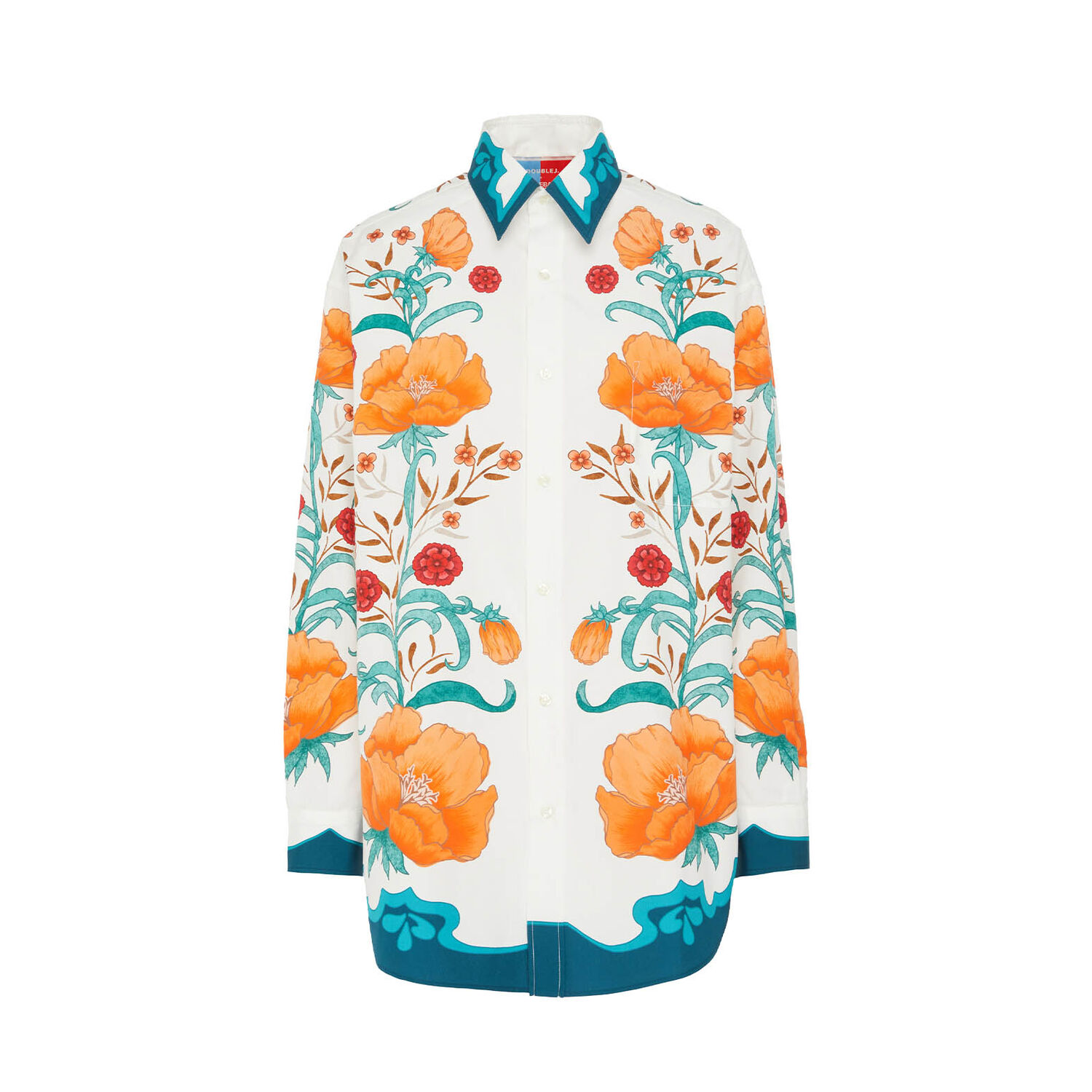 La Doublej + Orlebar Brown Better Than Your Boyfriend's Floral-print Cotton Shirt In Morpheus Placée Orange