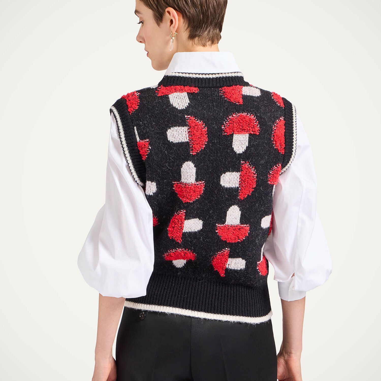  La Doublej Knitwear Women - Fun-guy Gilet Black & Red Xxs 46% Acrylic 34% Alpaca Wool 14% Polyamide 6% Polyester 