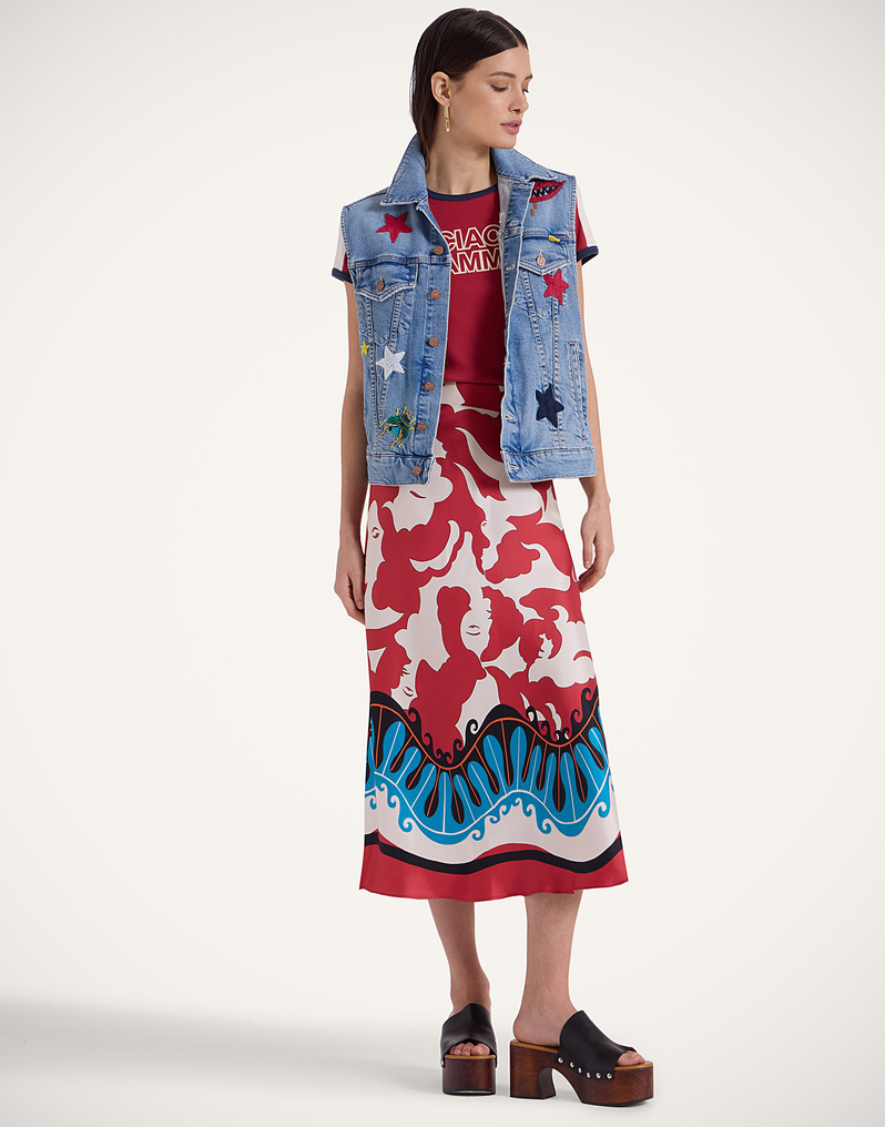 La DoubleJ Lungomare Skirt La DoubleJ Lungomare Skirt Mamma Placée Red SKI0144SIL001MAM02RE01