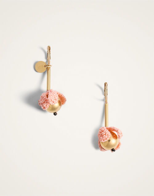 La DoubleJ Bouquet Drop Earrings 24K Gold Plate & Pink Cotton Crochet EAR0075BRA010SOLIDPI01