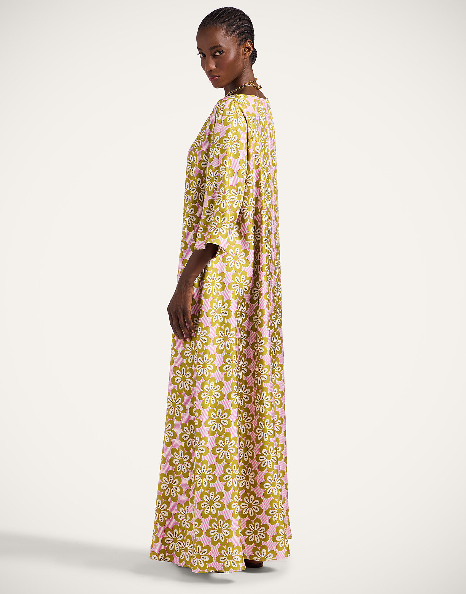 La DoubleJ Muumuu Dress Round Neck Caper Pink DRE0370SIL001CEP01PI01