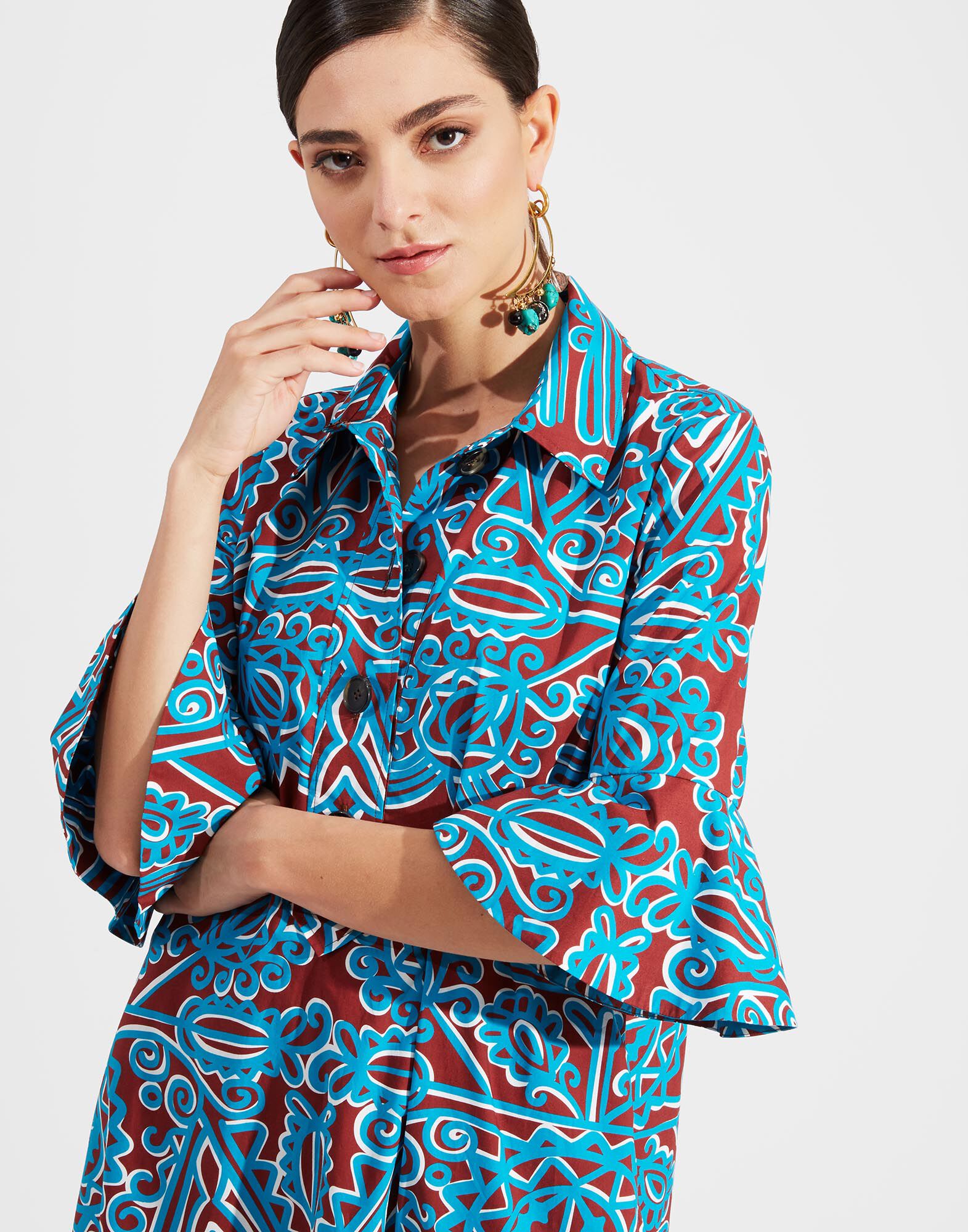 LaDoubleJ Artemis Dress Parnaveg Turchese DRE0176COT001PRN0003