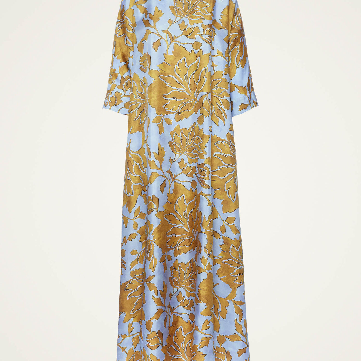 La Doublej Muumuu Dress Round Neck In Tangle Light Blue