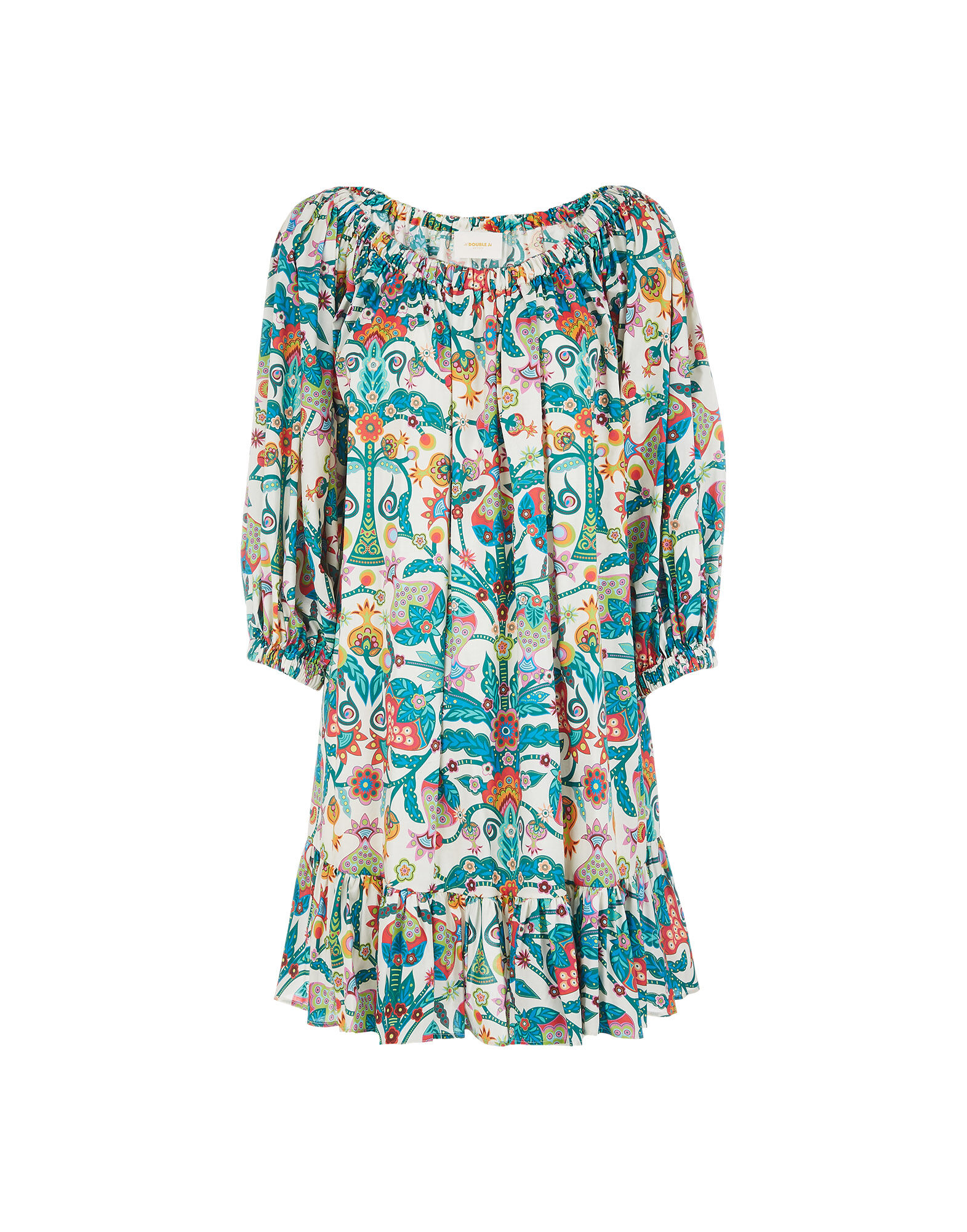 LaDoubleJ Short Paloma Dress Tree Of Life Bianco DRE0237COT020TFL0001