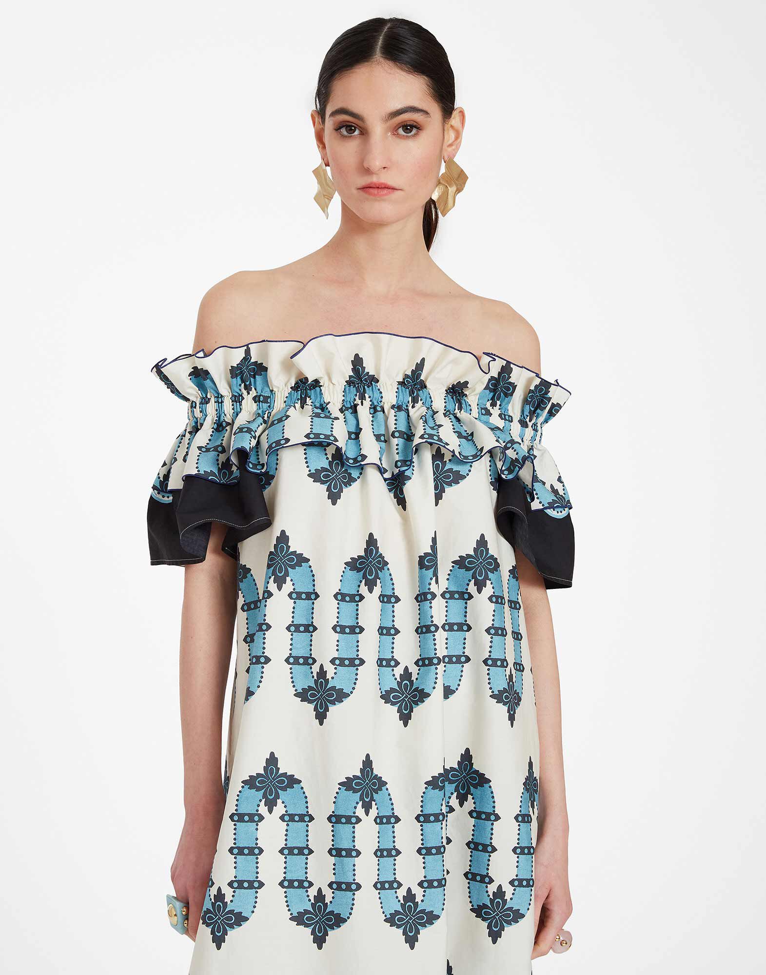 La DoubleJ Breakfast Dress Scirocco Plac&eacute;e Ivory DRE0331COT039SCI03WH04