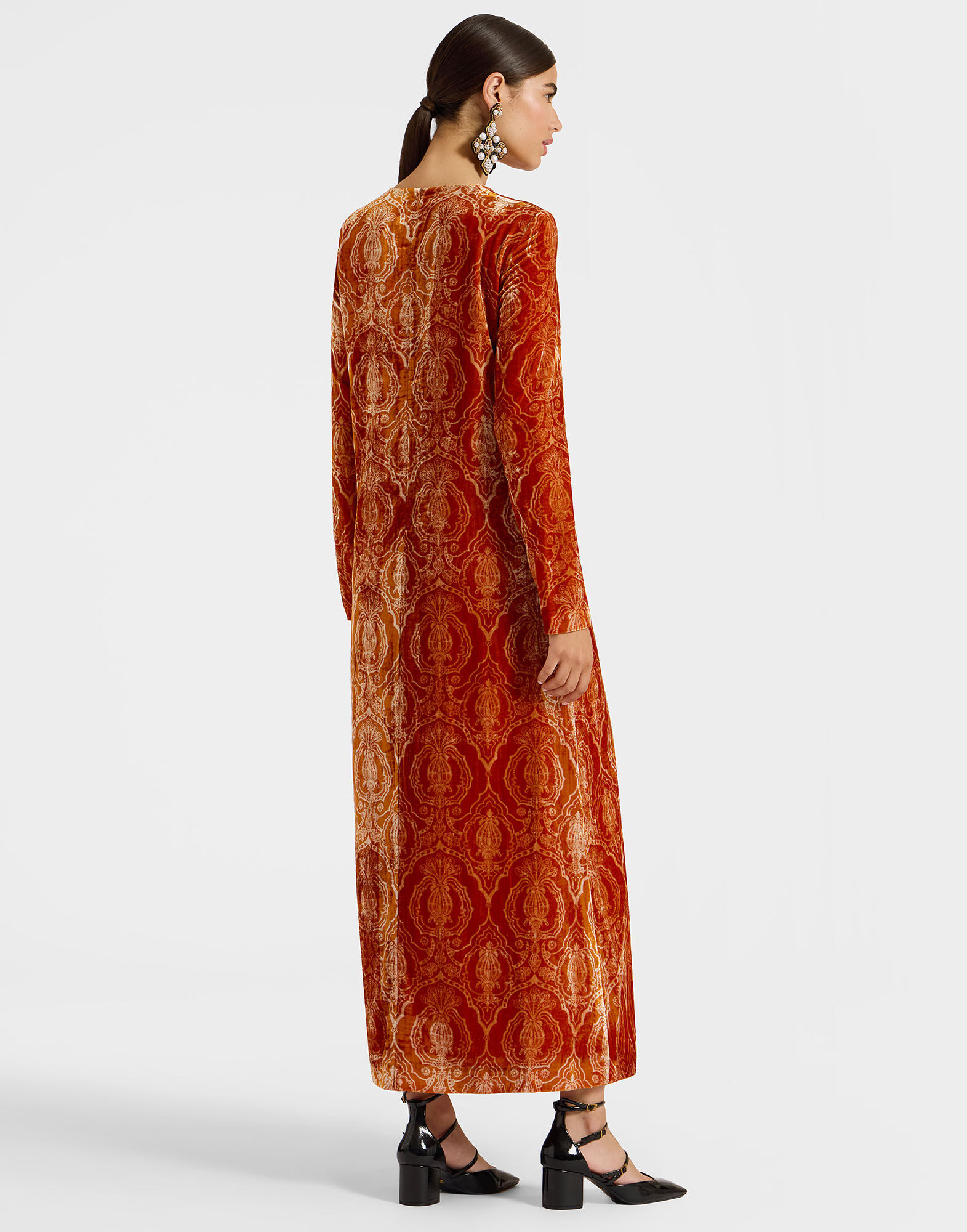 Red long sleeve swing dress clearance