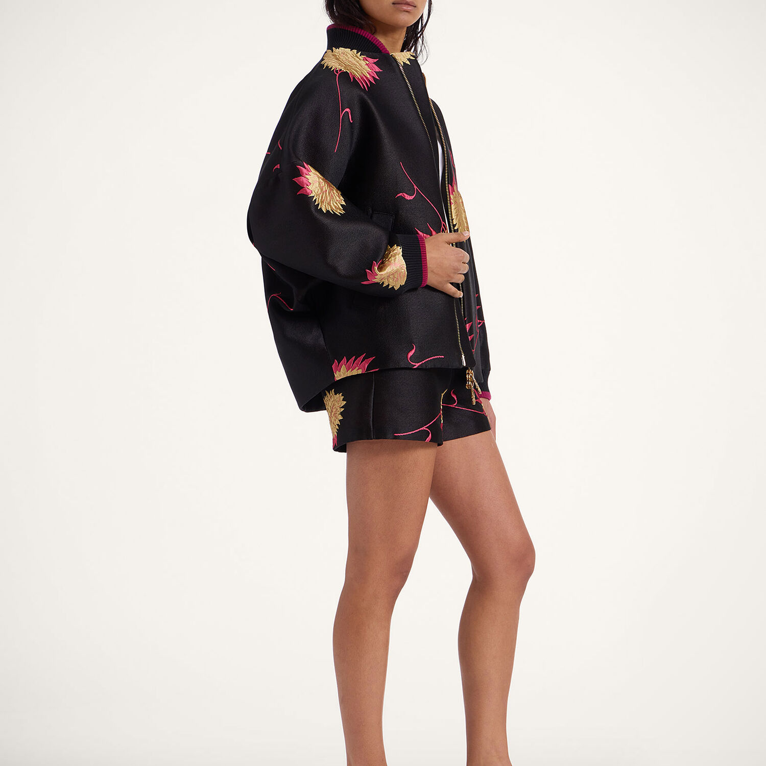 La Doublej Outerwear Gend - Brooklyn Bomber Derby Black L 83% Polyester 9% Cotton 5% Silk 3% Polyamide 
