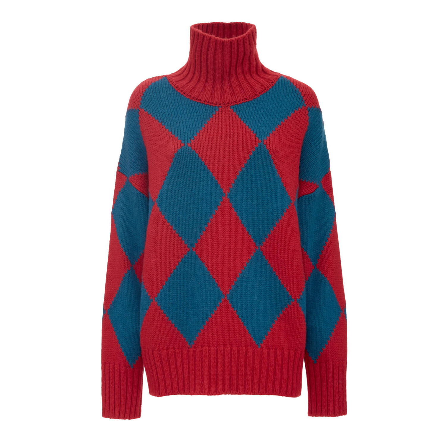 La Doublej Argyle Intarsia-knit Jumper In Red & Blue