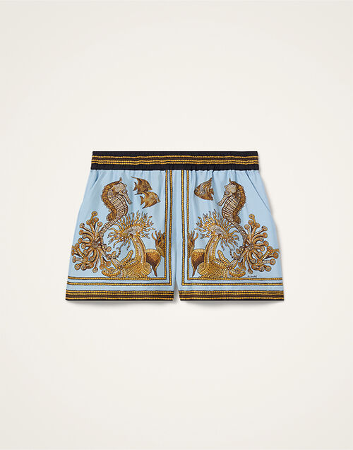 La DoubleJ Pull-Up Shorts Oceania Plac&eacute;e Light Blue TRO0060SIL006OCE01BU01