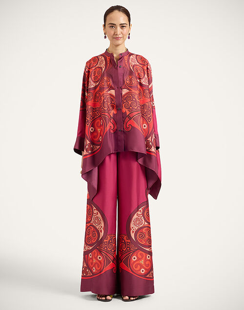 La DoubleJ Palazzo Pants Alchemy Plac&eacute;e Dark Red TRO0026SIL001ALC03RE40