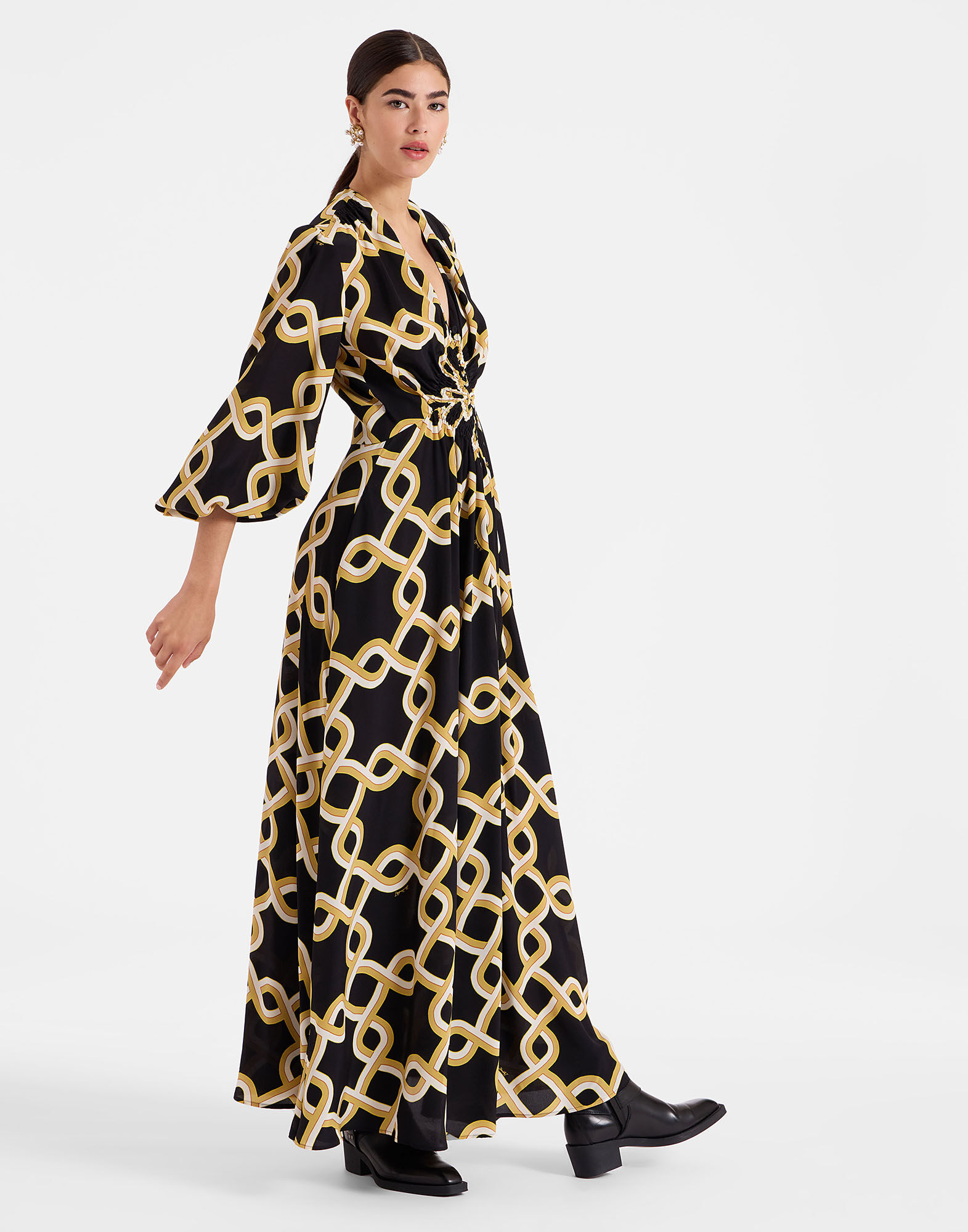 La DoubleJ Long Camerino Dress Tackle Black DRE0585CRE001TAC01BL01