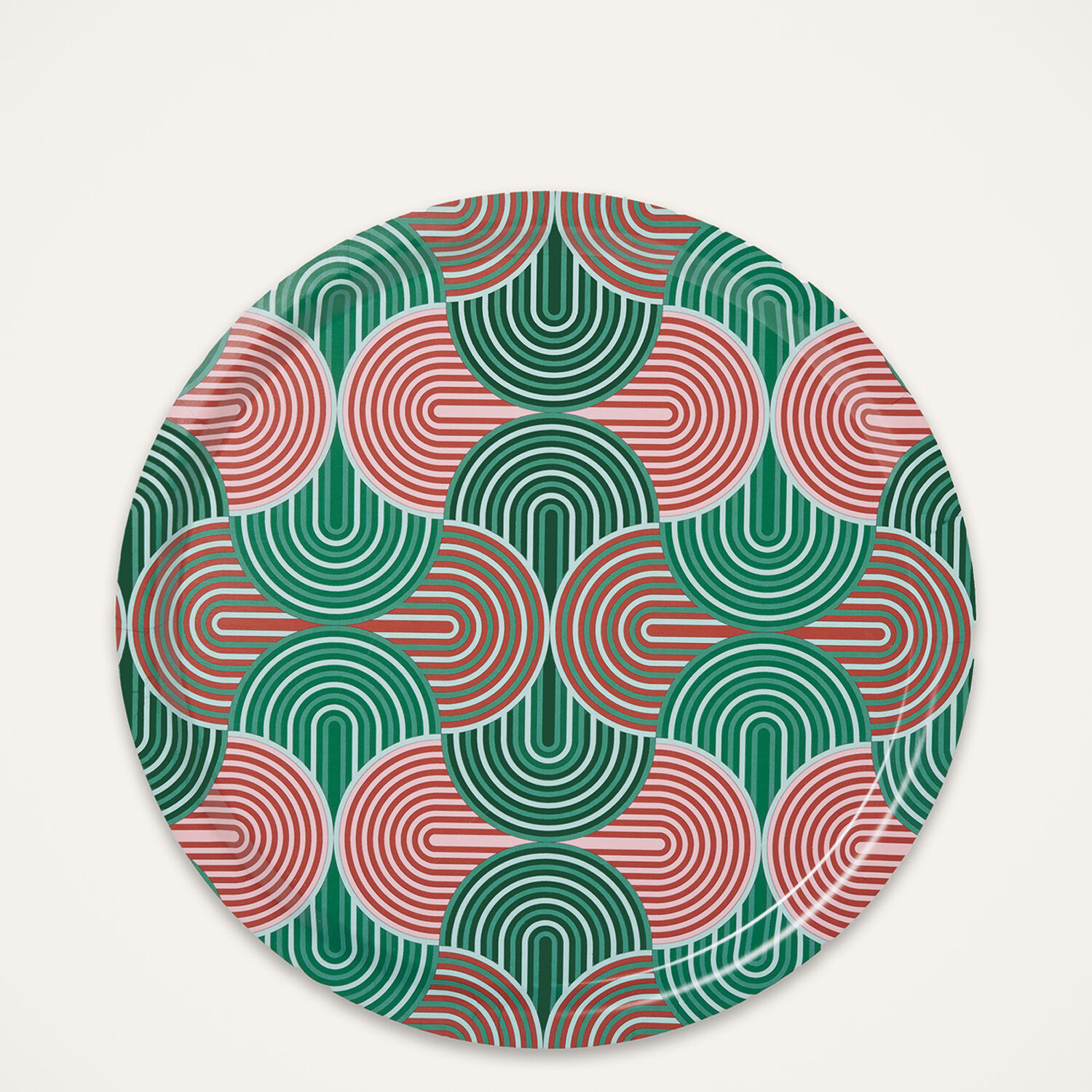 La Doublej Slinky Line-graphic Round Tray In Slinky Verde