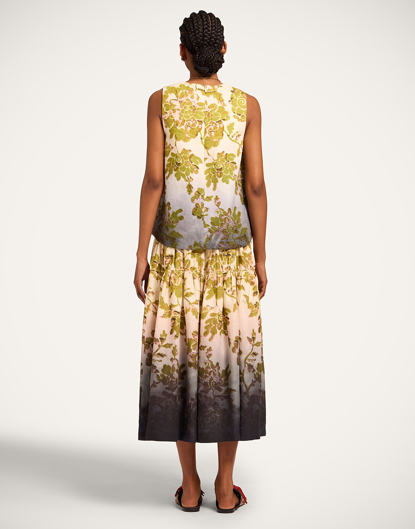 La DoubleJ Gala Skirt Oasis Ombr&eacute; Plac&eacute;e Green & Black SKI0202LIN014OAO01GR02