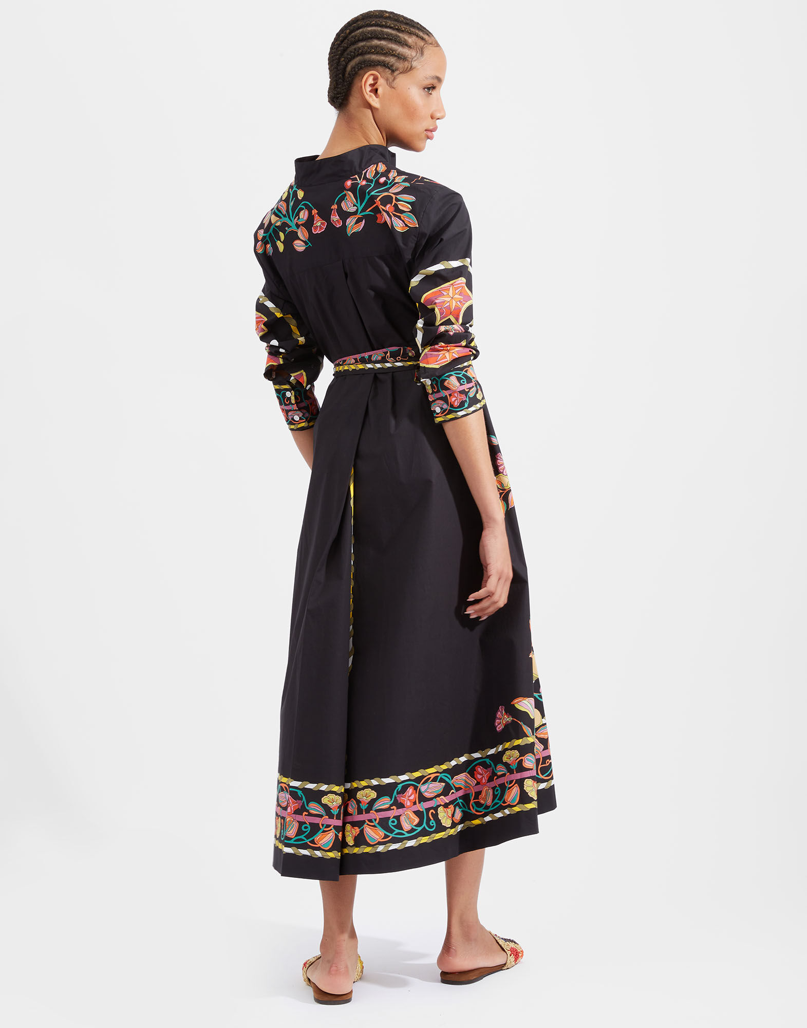 La DoubleJ Sundowner Dress Borboni Placee Nero DRE0459COT015BRN02BL01