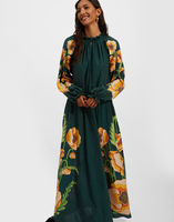 La DoubleJ Cerere Dress Poppies Green Plac&eacute;e DRE0399SIL009PPP0001