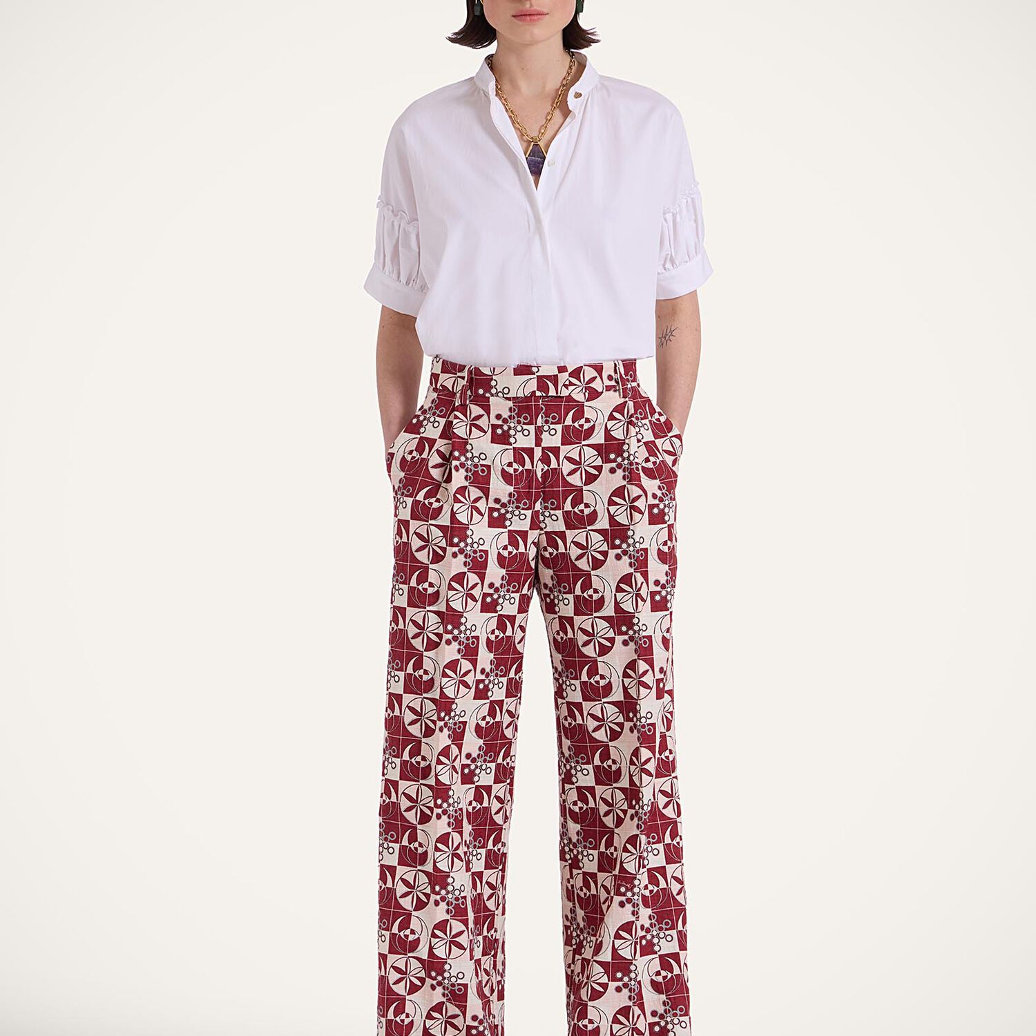 Shop La Doublej Loose Pants In Eclipse Burgundy
