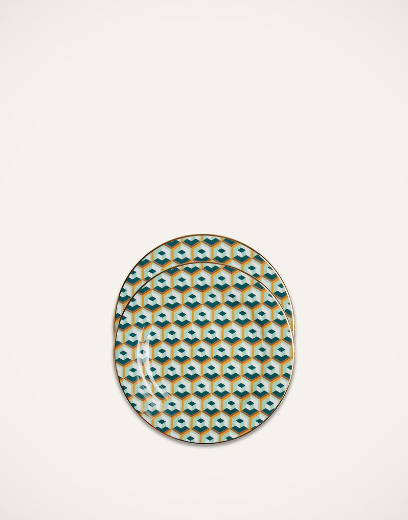 La DoubleJ Dessert Plate Set of 2 La DoubleJ Dessert Plate Set of 2 Cubi Verde DIS0048CER001CUB0007