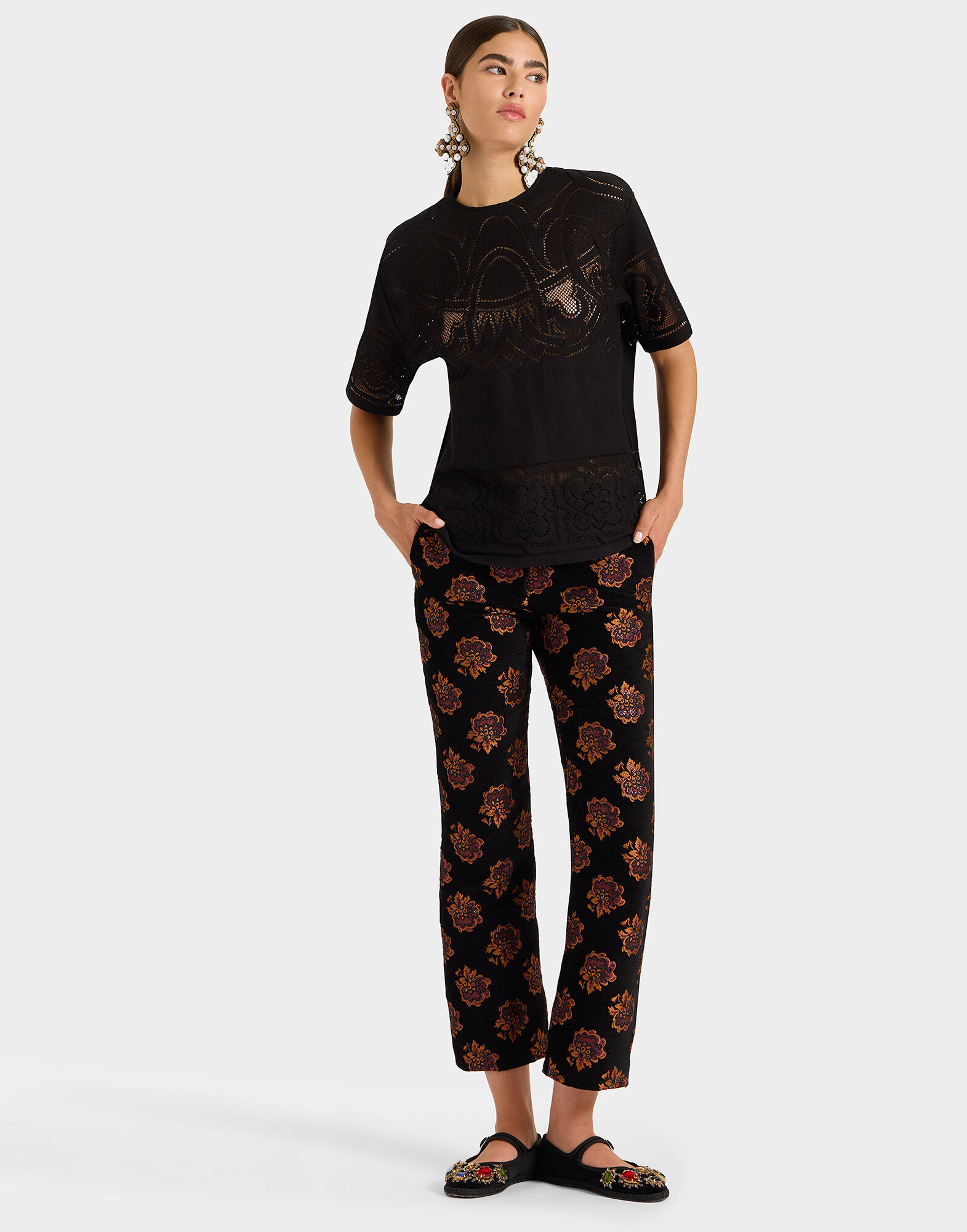 La DoubleJ Lacey House T-Shirt Mini Tiles Black TSH0035JCQ077MIT01BL01