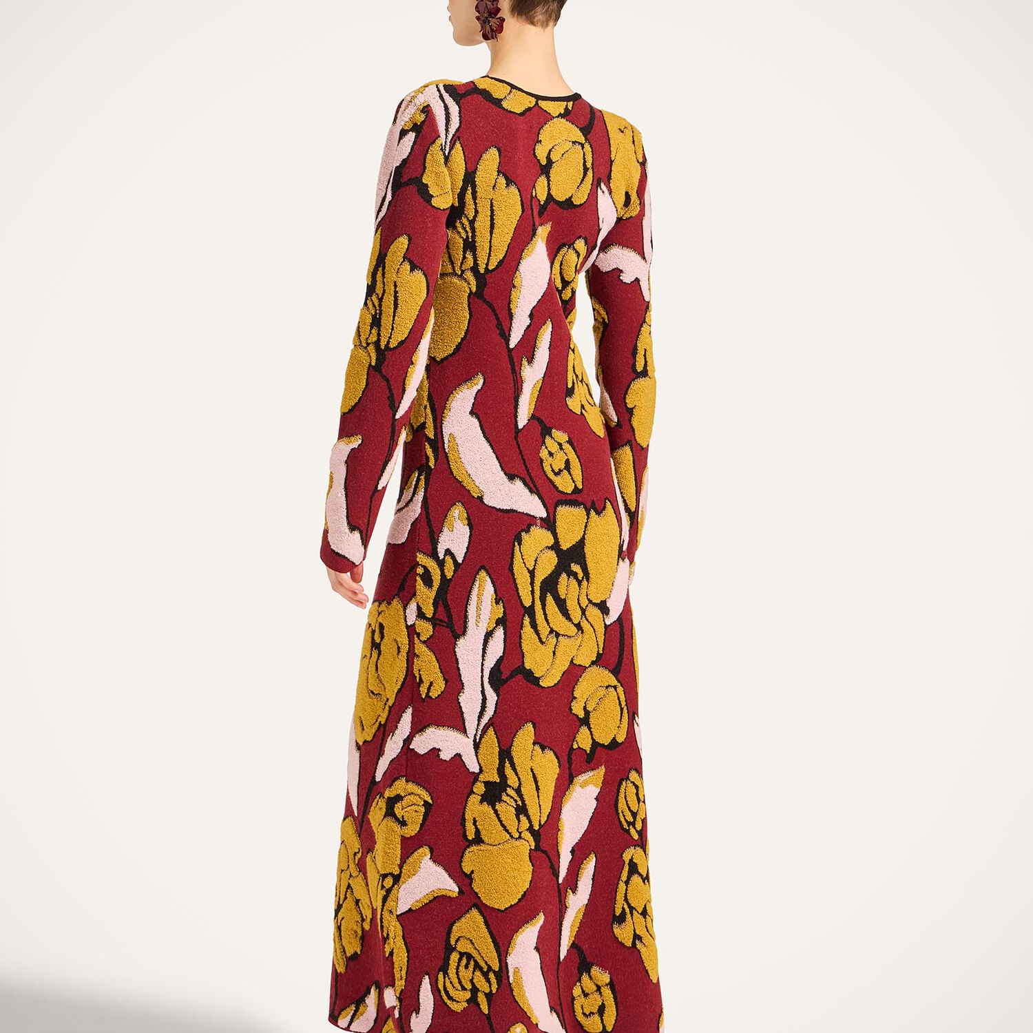  La Doublej Dresses Women - Knit Swing Dress Multicolor Burgundy L 43% Viscose 39% Wool 18% Polyester 