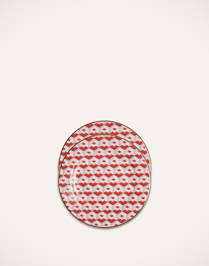 La DoubleJ Dessert Plate Set of 2 La DoubleJ Dessert Plate Set of 2 Cubi Rosso DIS0048CER001CUB0005