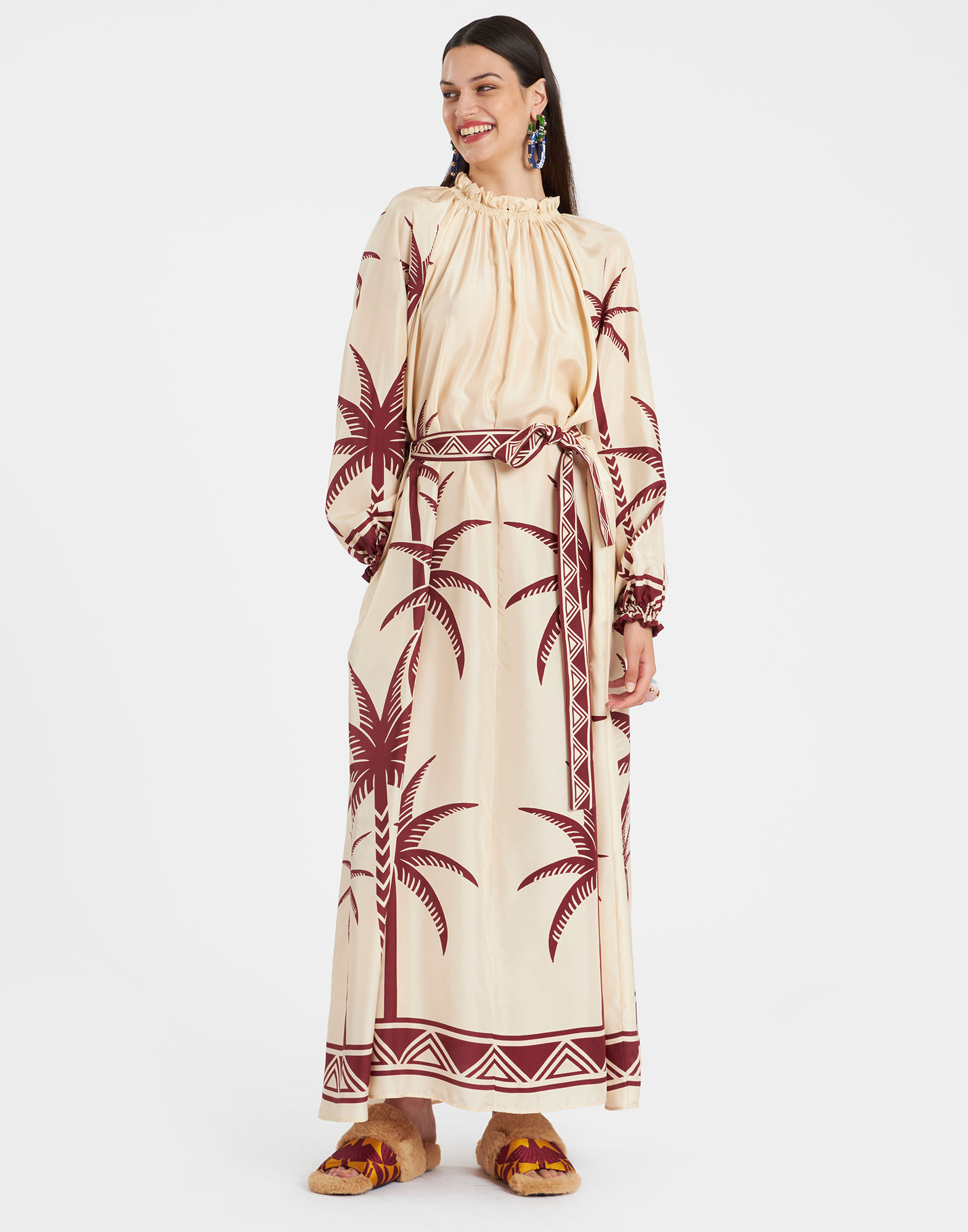 La DoubleJ Cerere Dress Date Palms Plac&eacute;e Ivory DRE0399SIL009DAT01WH04