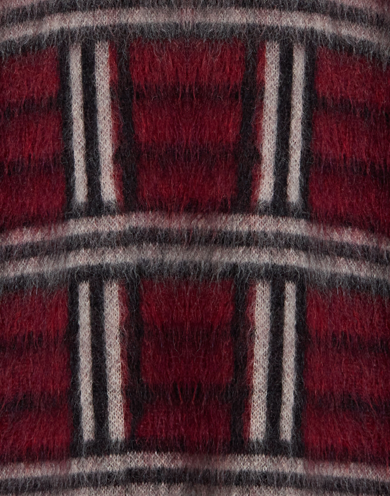 La DoubleJ Check Poncho Kells Check Burgundy, Black, and Ecru SCA0112KNI220VA518RE07