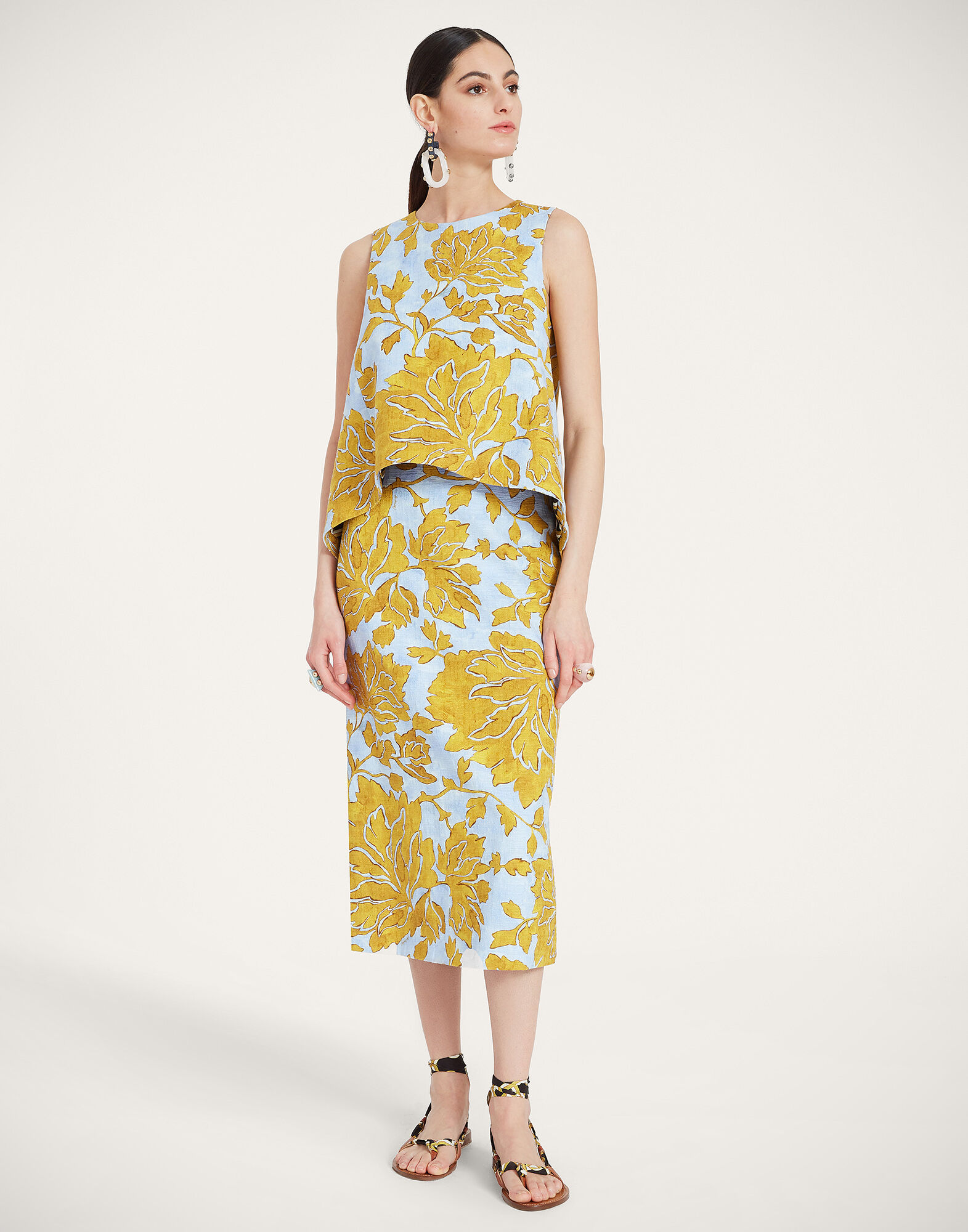 Pencil Skirt in Tangle Light Blue for Women | La DoubleJ