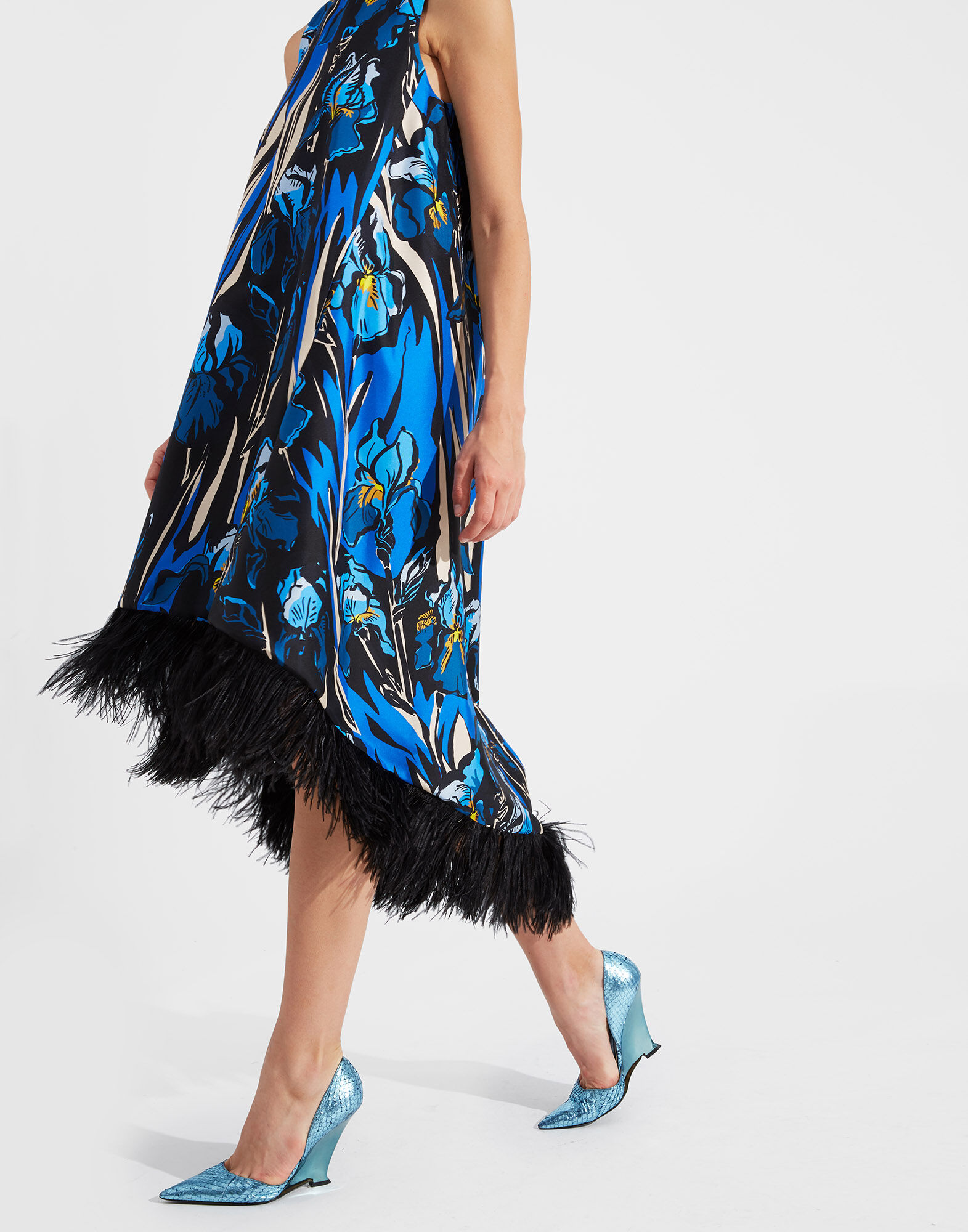 LaDoubleJ La Scala High Dress (With Feathers) Iris DRE0211SIL001IRI0001
