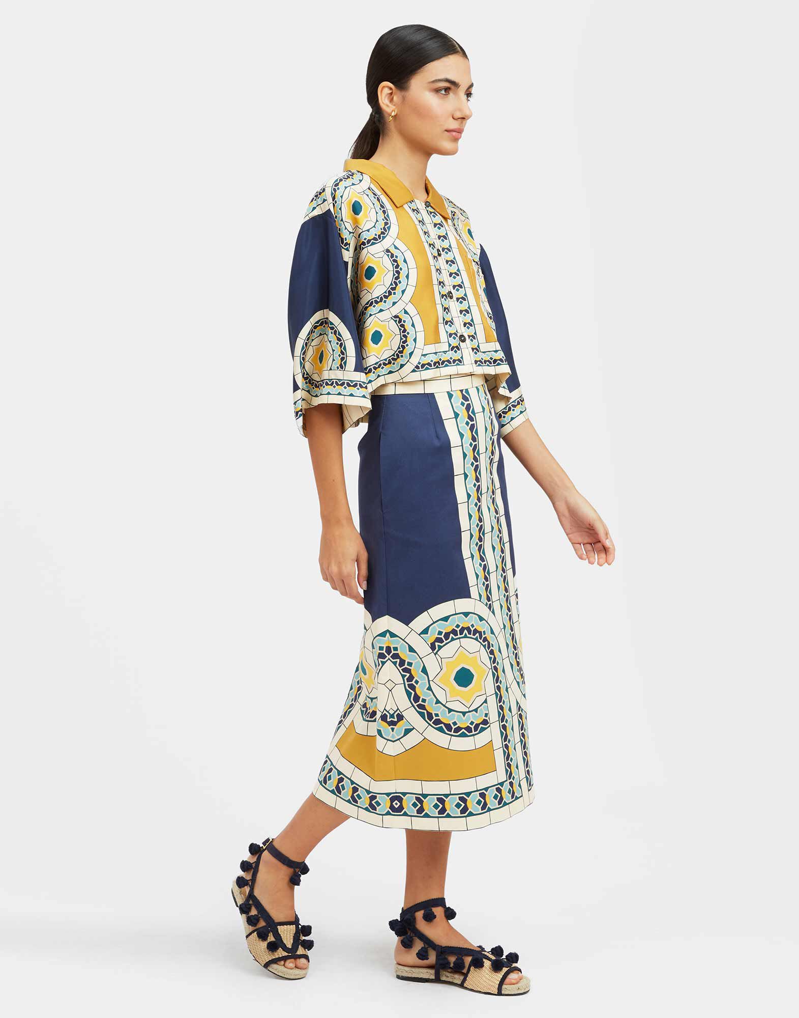 La DoubleJ Baia Skirt Mudejar Plac&eacute;e Blue SKI0081COT037MUD01BU03