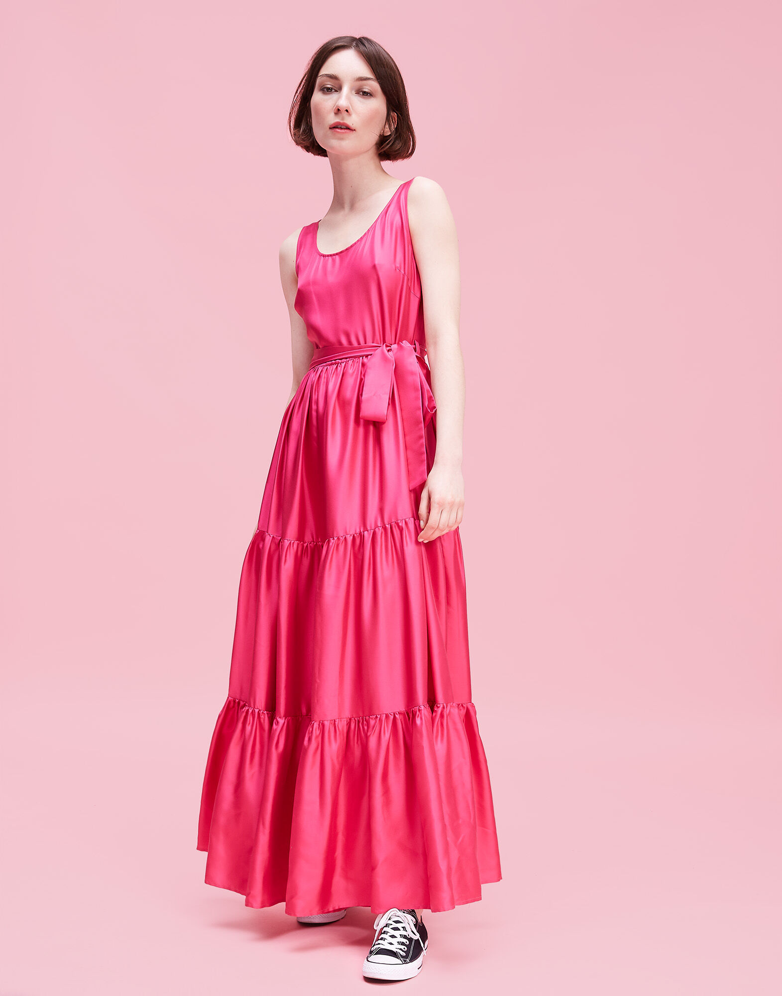 LaDoubleJ Pellicano Dinner Dress Solid Magenta DRE0034SIL001FUC0001