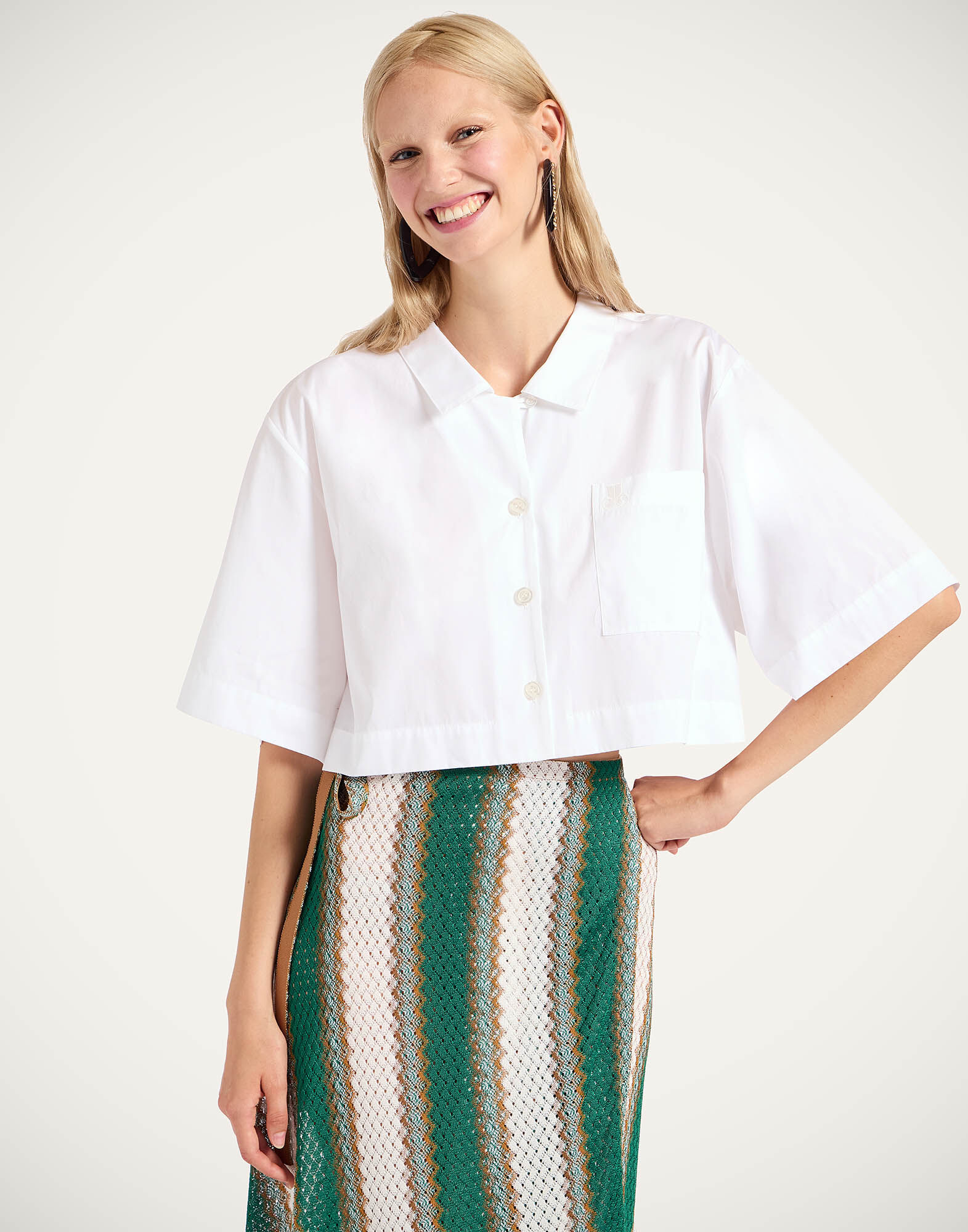 La DoubleJ Polo Short Shirt Solid White SHI0141COT064SOLIDWH01