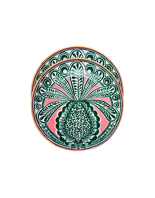 La DoubleJ Dessert Plate Set of 2 Big Pineapple Fuxia DIS0031CER001PNP0009