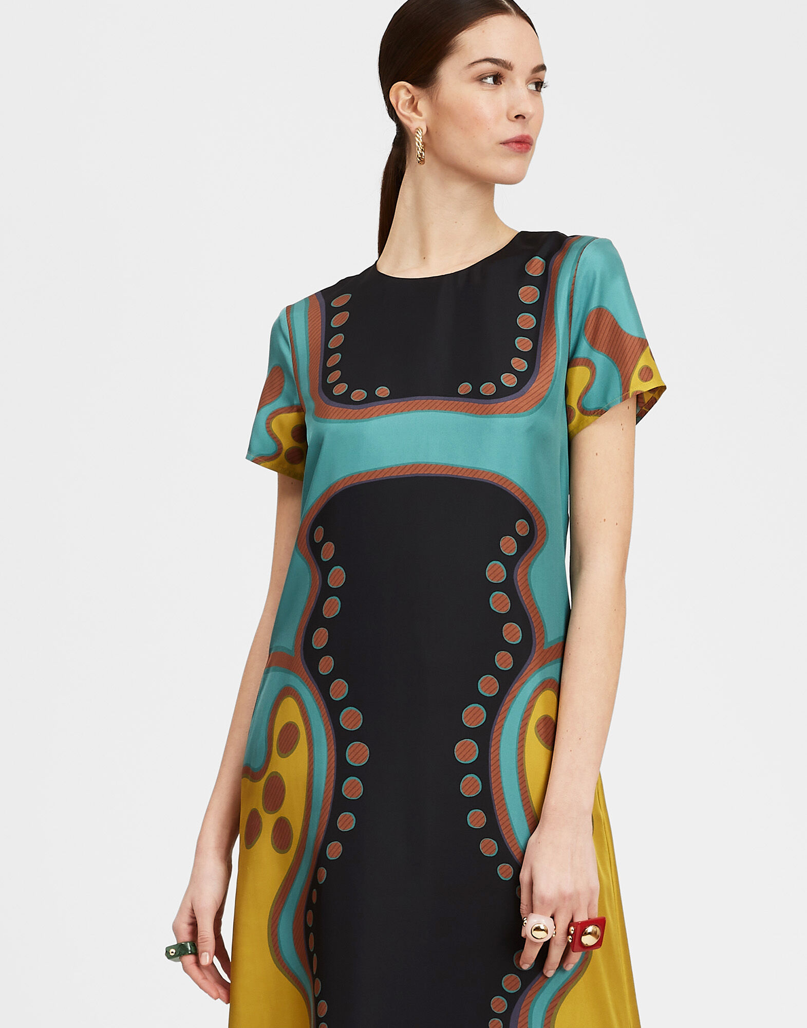 La DoubleJ Swing Dress Spritz Plac&eacute;e Black DRE0128SIL006SPR04BL01