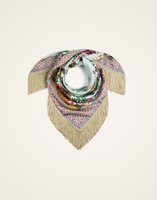 La DoubleJ Reversible Fringe Foulard 90 La DoubleJ Reversible Fringe Foulard 90 Zooflora Placée Light Blue SCA0073SIL006ZOF06BU01