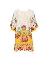 La DoubleJ Flirty Mini Dress &#40;Plac&eacute;e&#41; Folk Flowers Avorio Plac&eacute;e DRE0400COT015FFL0003