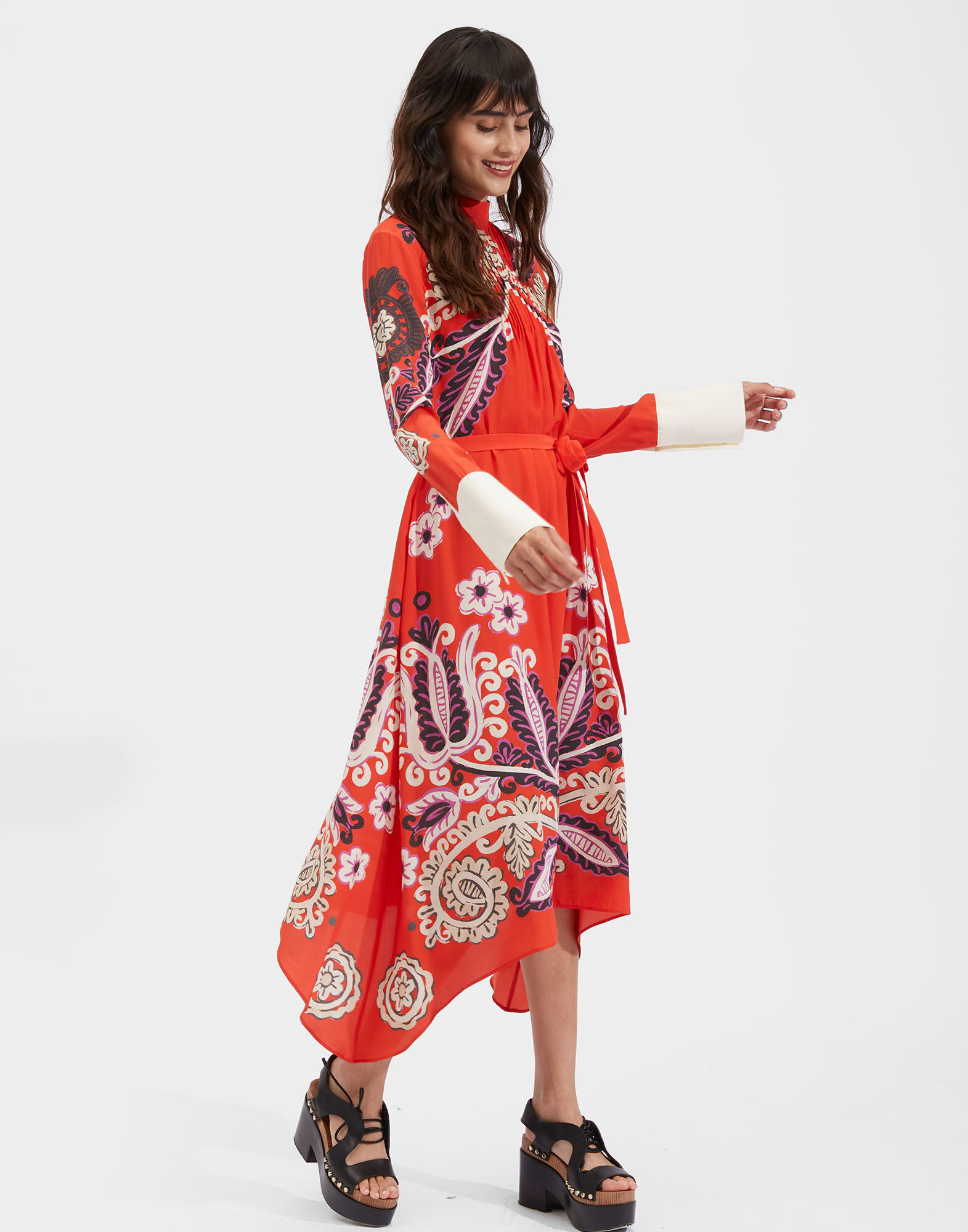 La DoubleJ Le Marais Dress Folky Hearts Red Plac&eacute;e DRE0416CRE002FLH0006