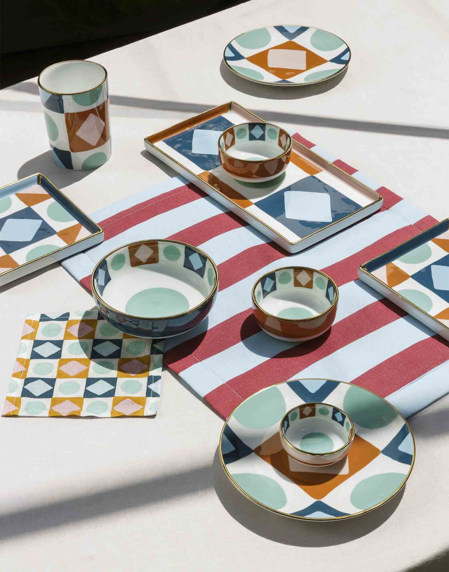 La DoubleJ Nesting Bowls Set Diamond Dots CIO0004CER001CHA0004