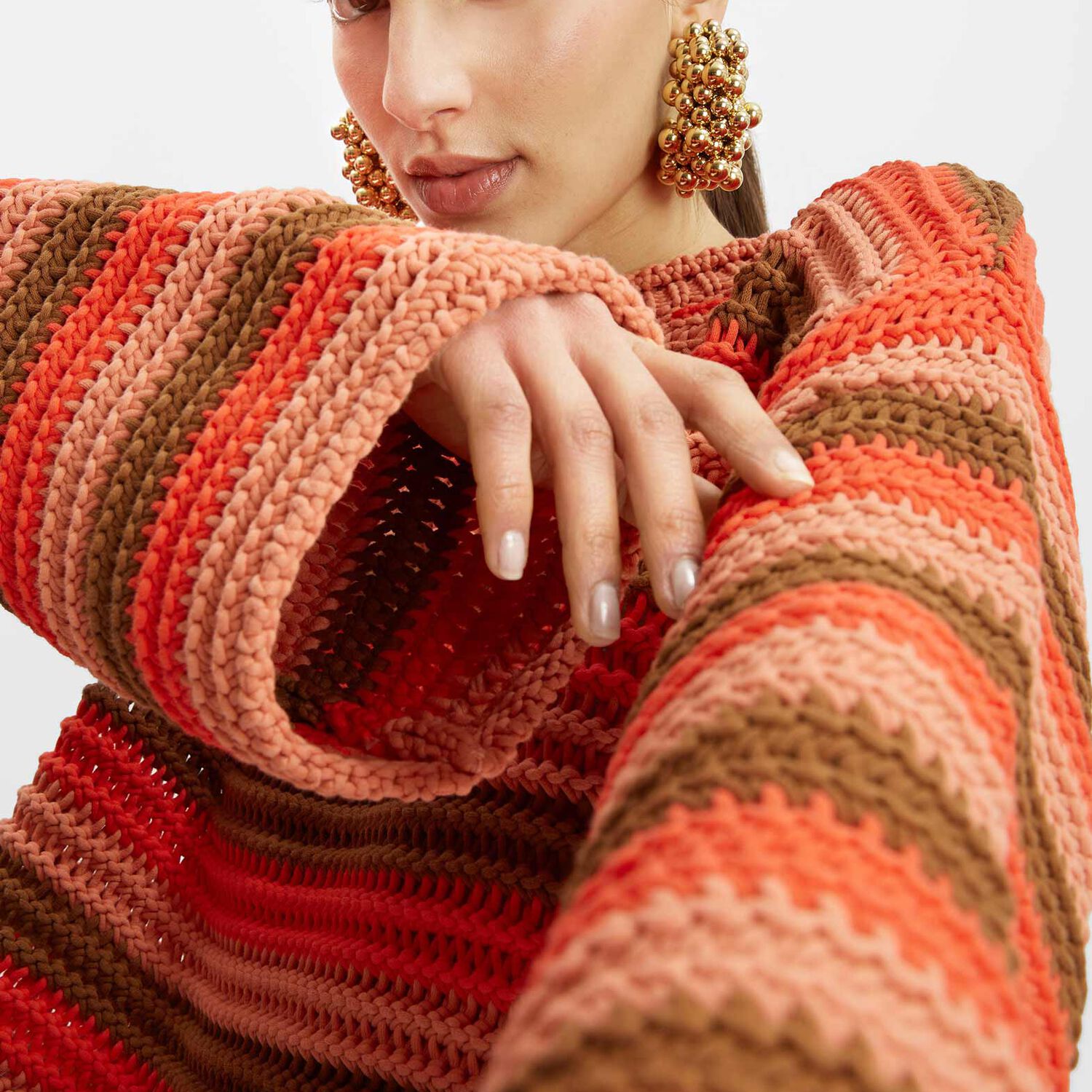 La Doublej Cropped Sweater In Multicolor Red