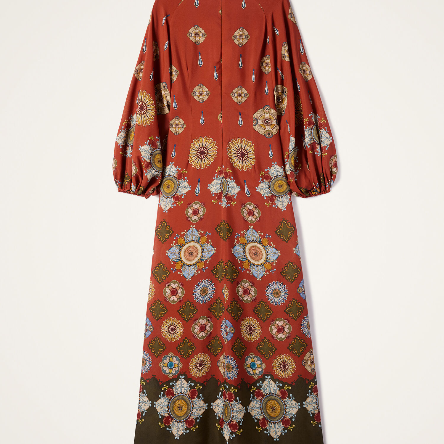 La Doublej Diva Puff-sleeve Midi Dress In Orange