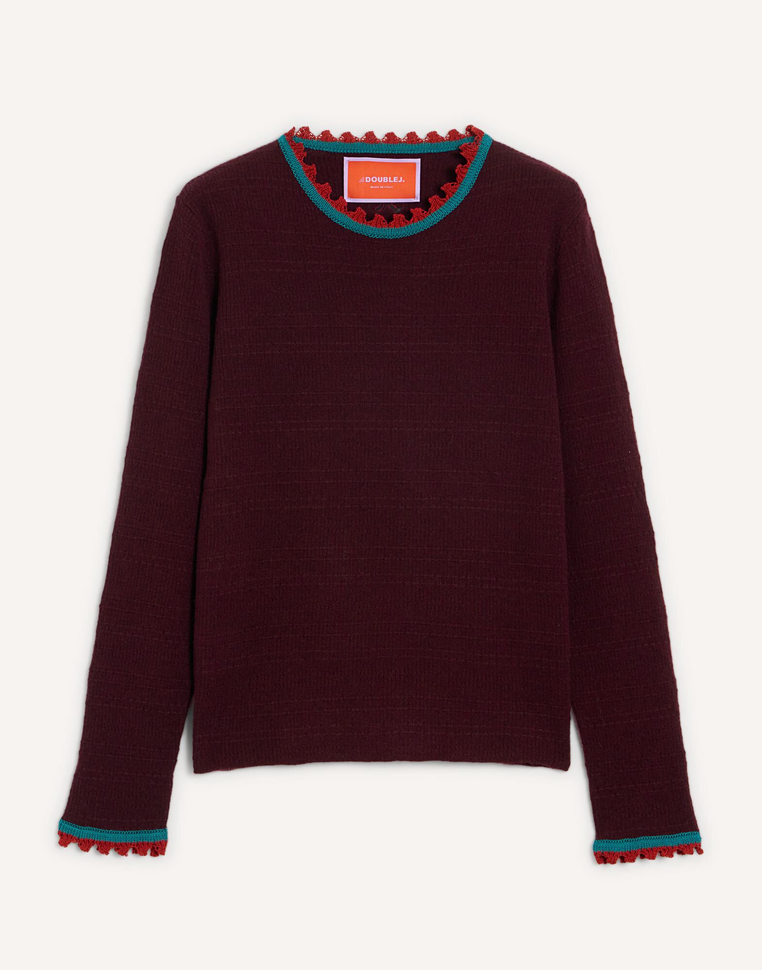 La DoubleJ Picket Crew Neck Solid Burgundy PUL0308KNI171SOLIDRE07