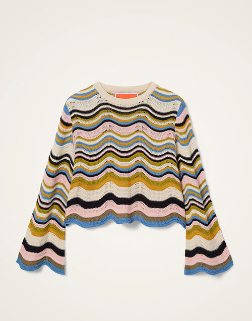 La DoubleJ Chevron Crop Sweater Multicolor Geen &  Pink PUL0265KNI158VA499PI01