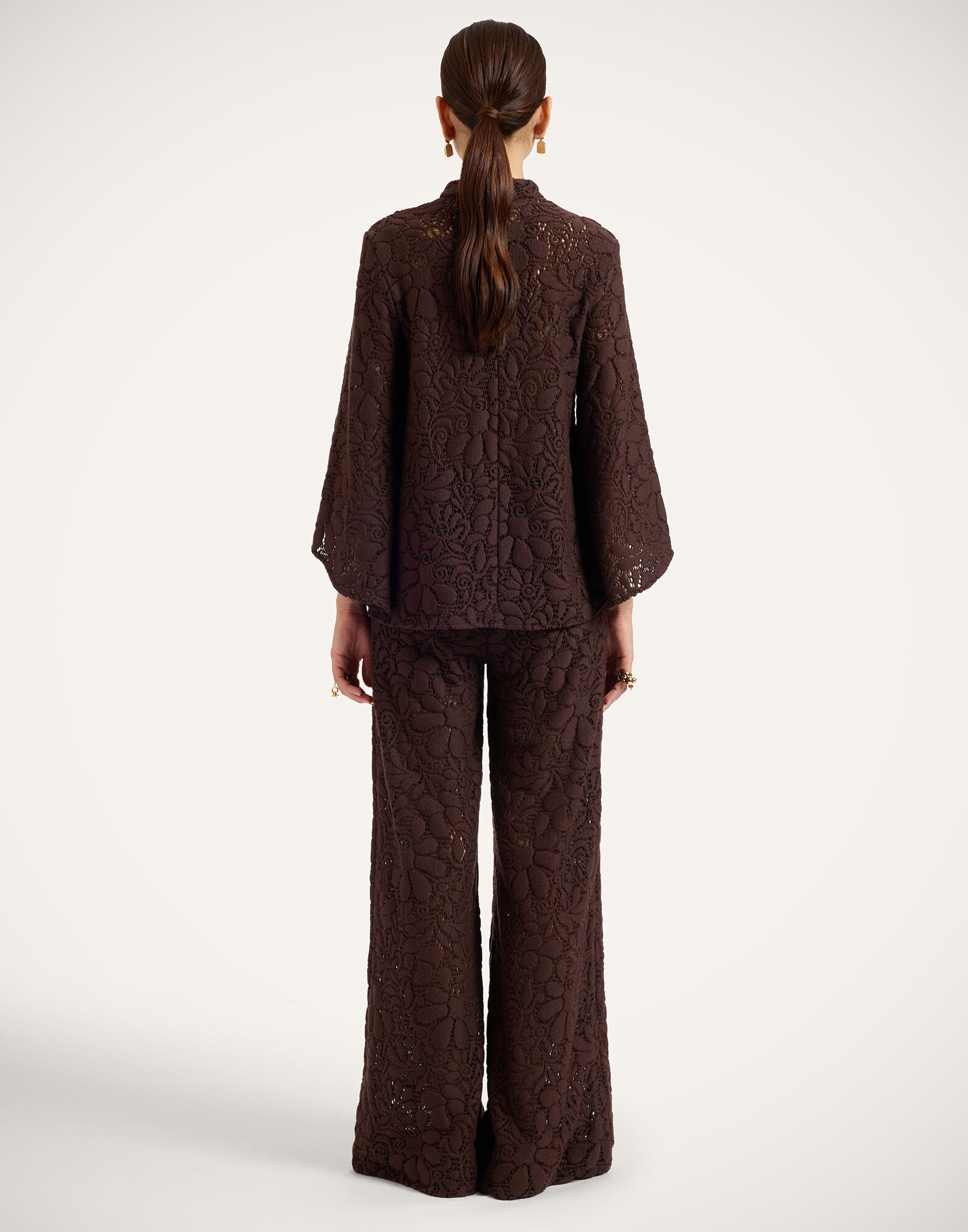 La DoubleJ Lacey Palazzo Pants Solid Chocolate TRO0185LAC003SOLIDBR07