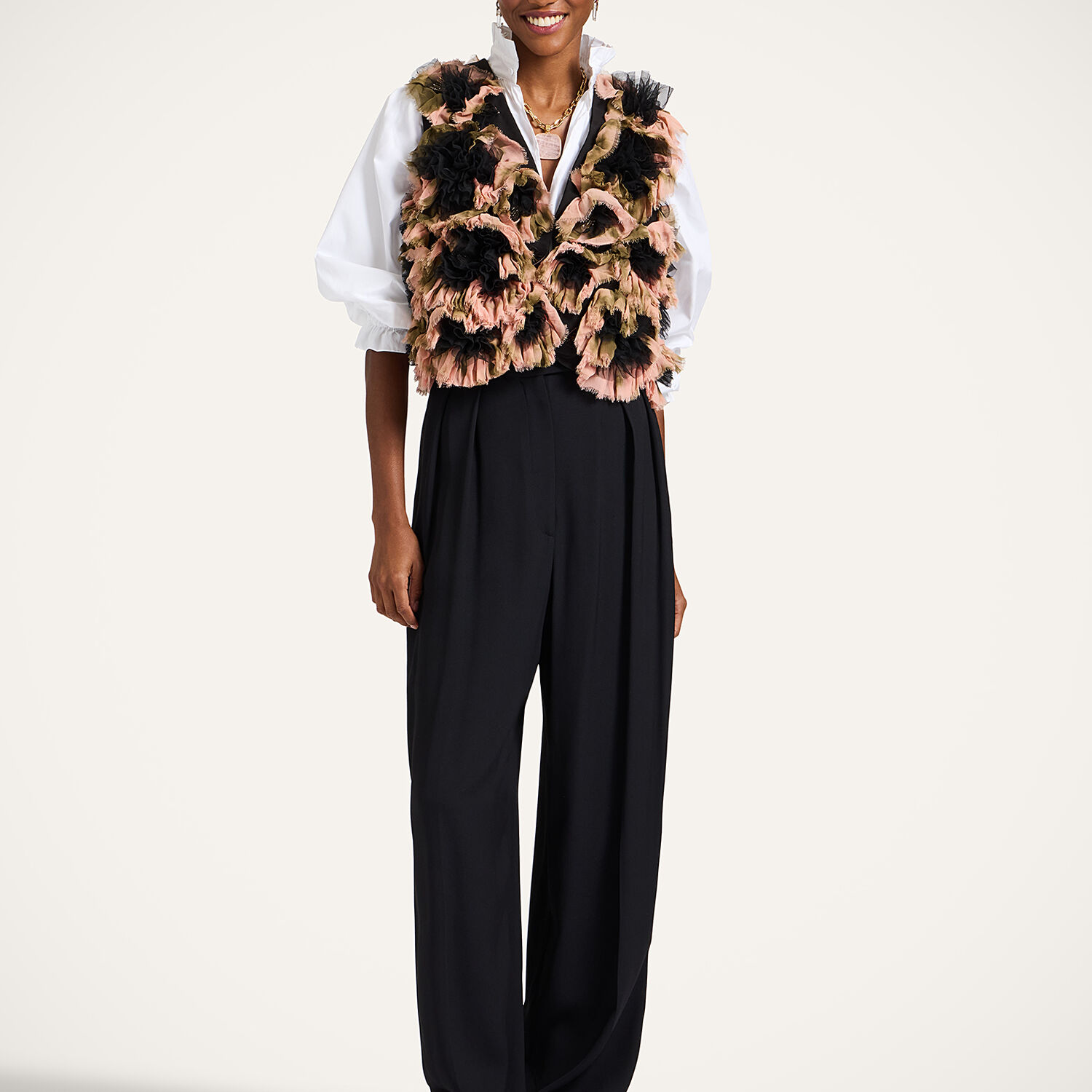  La Doublej Outerwear Women - Lou Vest Multicolor Black Xs 45% Polyester 5% Elastan 20% Viscose 20% Nylon 10% Glass Beads 