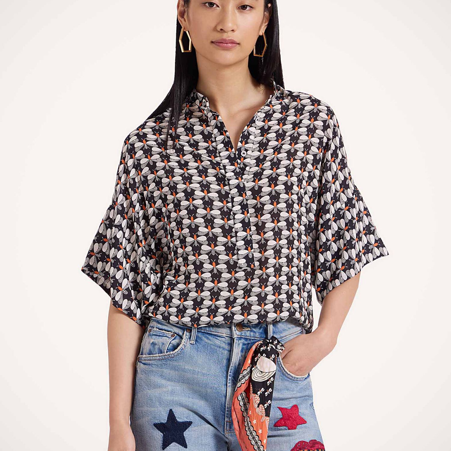 La Doublej X Estelle Blouse Petaltail Shirt In Petaltail Black